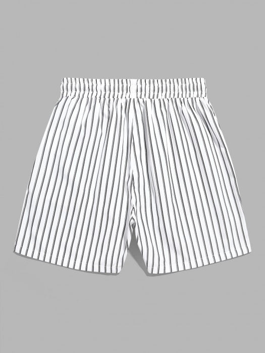 Cartoon Smile T Shirt And Striped Shorts Set