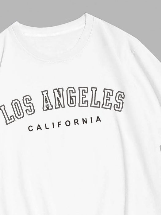 Los Angeles Letter Tee And Drawstring Shorts