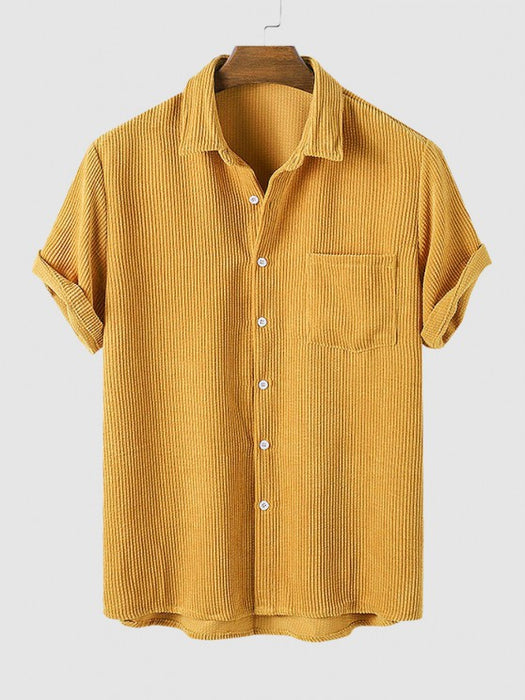 Corduroy Short Sleeves Shirt And Shorts