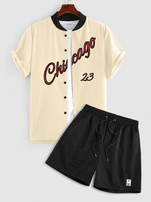 Baseball Short Sleeve Shirt And Shorts Set