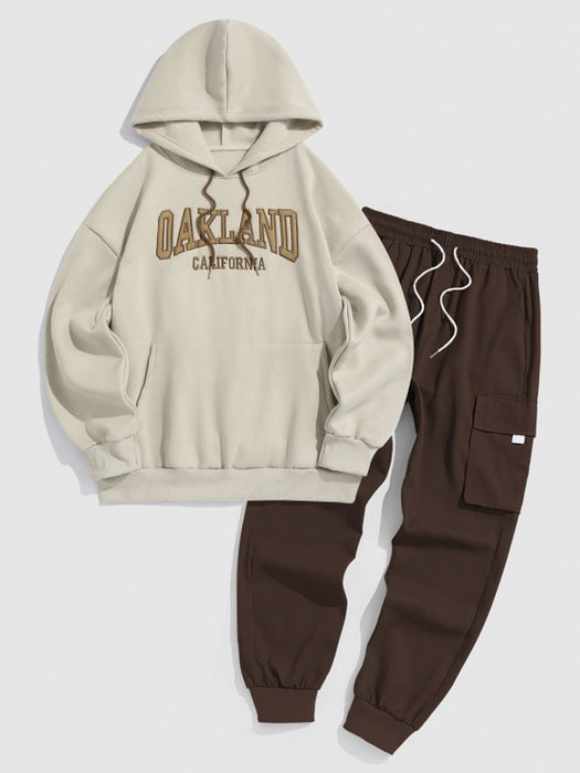 Hoodie With Pocket Cargo Pants Set