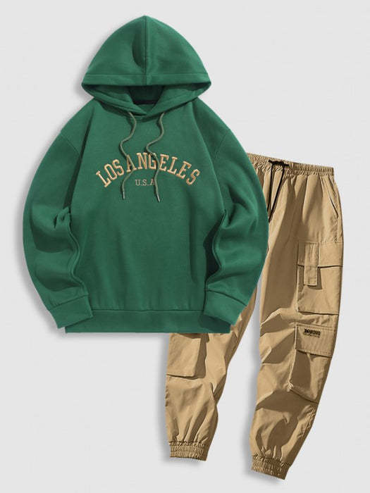 Embroidered Hoodie And Jogger Pants Set