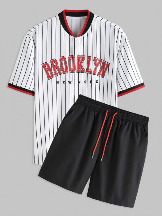 Striped Pattern Sports Shirt And Shorts