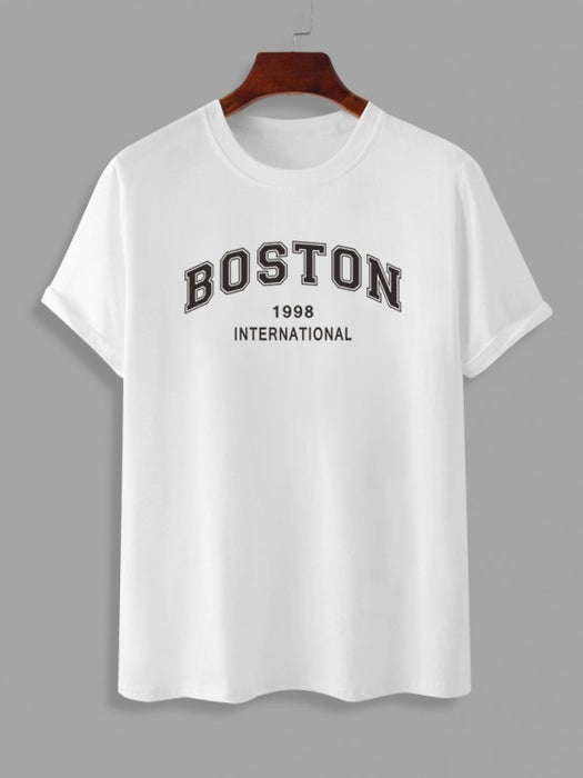 Boston Print Short Sleeve T Shirt And Shorts