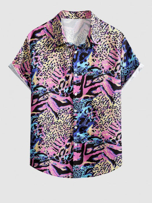 Leopard Pattern Vacation Short Sleeves Shirt And Pants