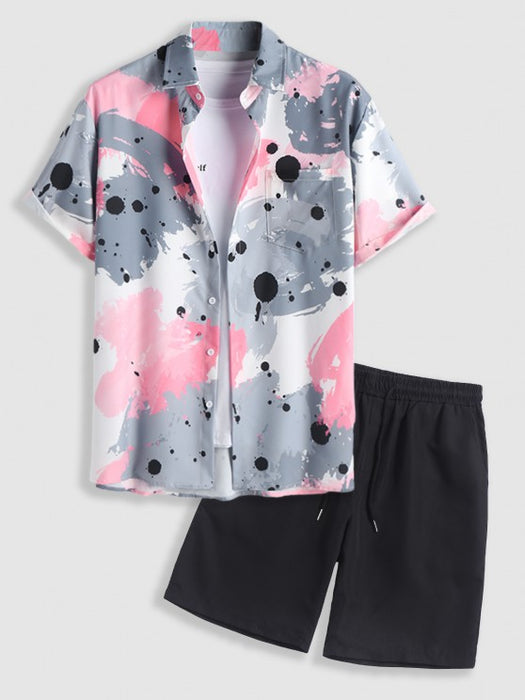 Pocket Design Vacation Shirt And Shorts Set