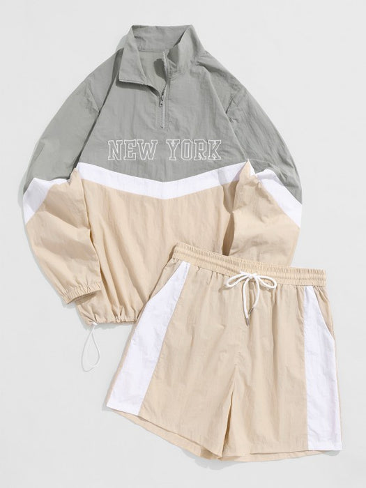 New York Embroidered Pullover And Shorts