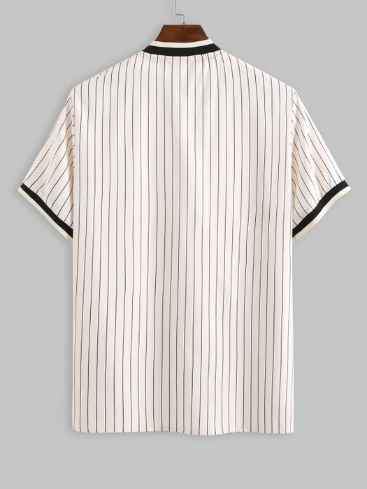 Tree Striped Pattern Baseball Shirt With Cargo Pants Set