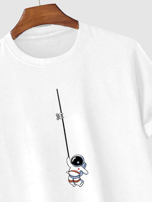 Graphic Astronaut Print T Shirt And Shorts