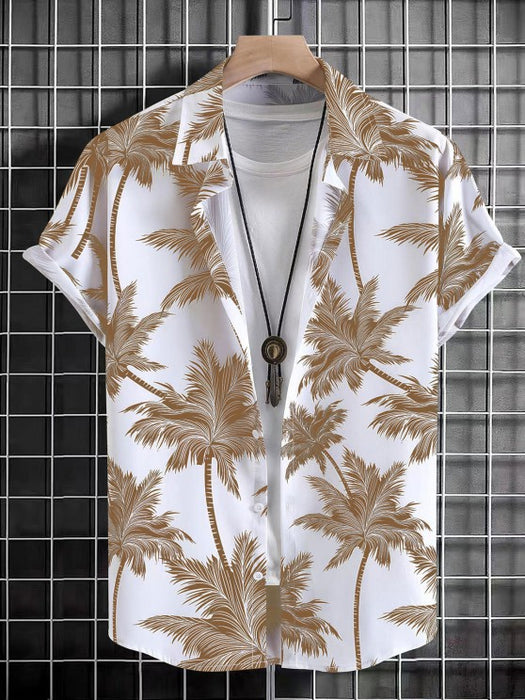 Tropical Print Short Sleeve Hawaiian Shirt And Shorts