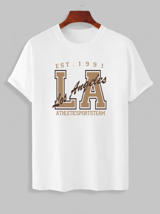 Los Angeles Letter Printed T Shirt And Shorts