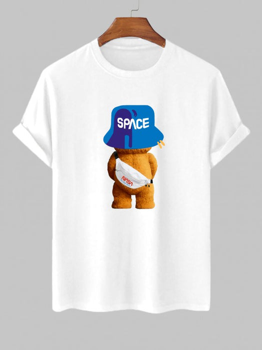 Cartoon Space Bear Pattern T Shirt And Shorts Set