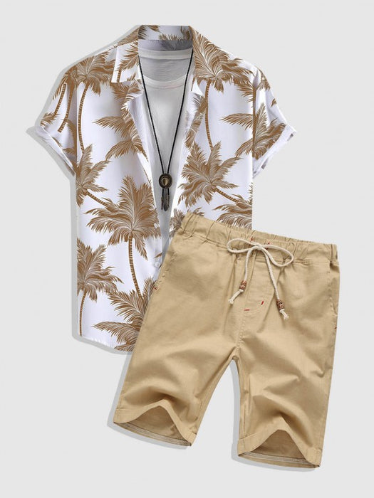 Coconut Tree Print Shirt And Shorts Set