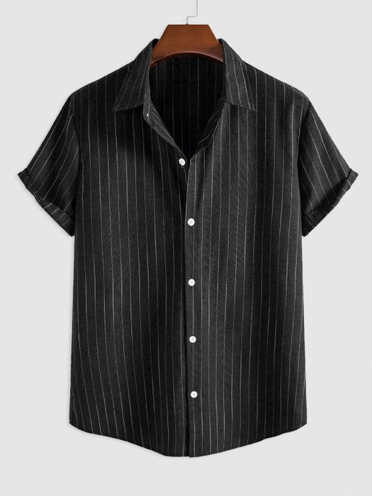 Vertical Pattern Striped Shirt And Drawstring Shorts