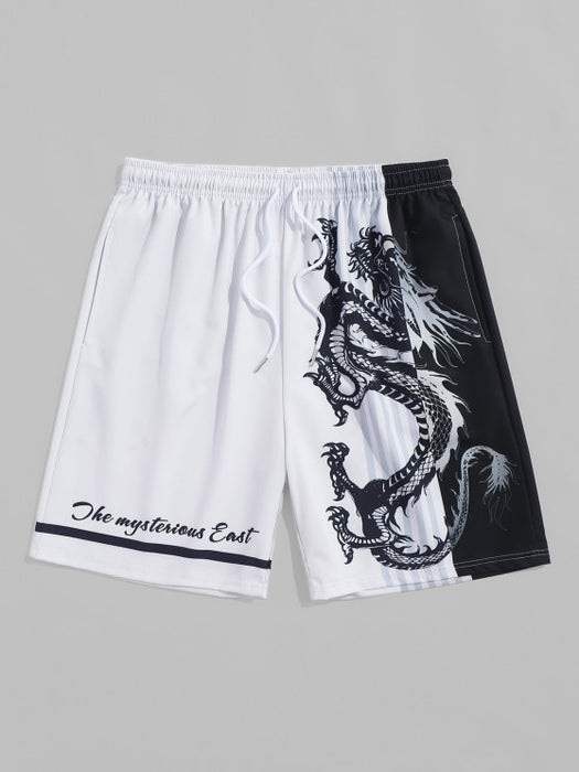 Dragon Pattern Short Sleeves Shirt And Shorts