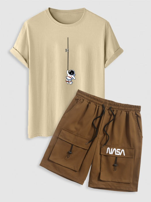 Astronaut Graphic Print T Shirt And Shorts