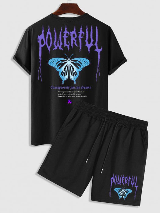 Butterfly Graphic Pattern T Shirt And Shorts