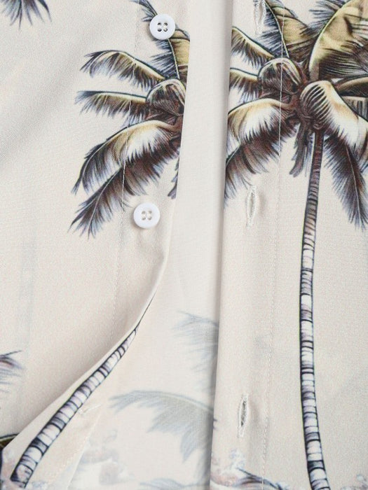 Summer Outfits Coconut Tree Pattern Shirt And Shorts Set