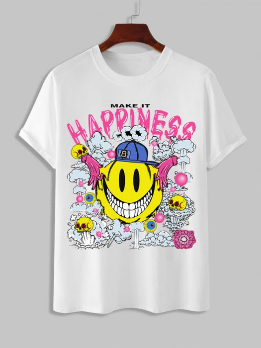 Cartoon Happiness Smiley T Shirt And Casual Short Set