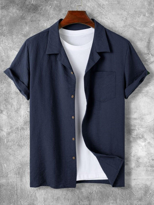 Lapel Collar Short Sleeve Shirt And Casual Pant