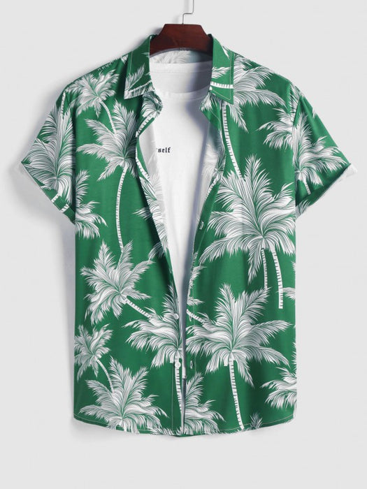 Coconut Tree Print Shirt With Cargo Pants Set