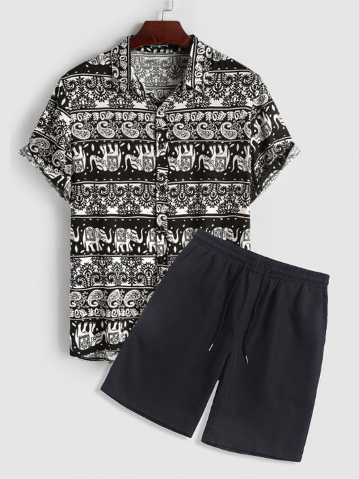 Elephant Paisley Shirt And Shorts Set