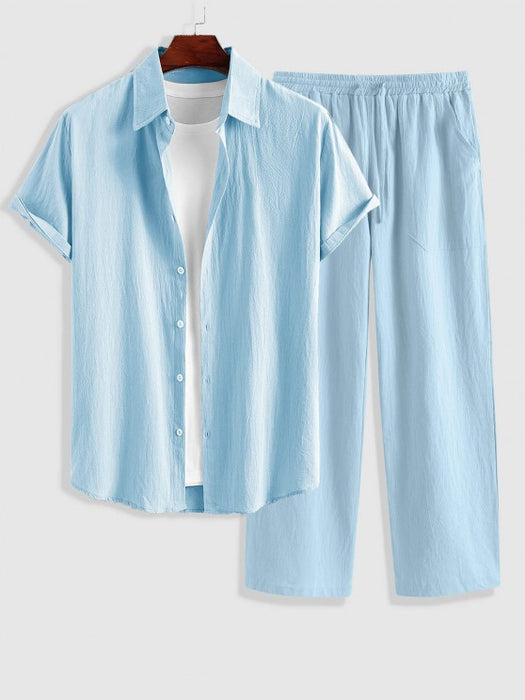 Asymmetric Hem Summer Casual Shirt And Pants