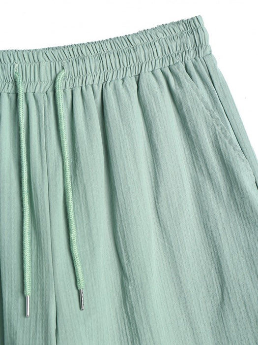 Linen Textured Front Pocket Shirt With Bermuda Shorts Set