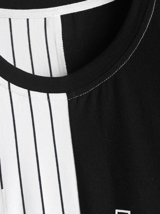 Stripes Los Angeles Printed T Shirt And Shorts Set