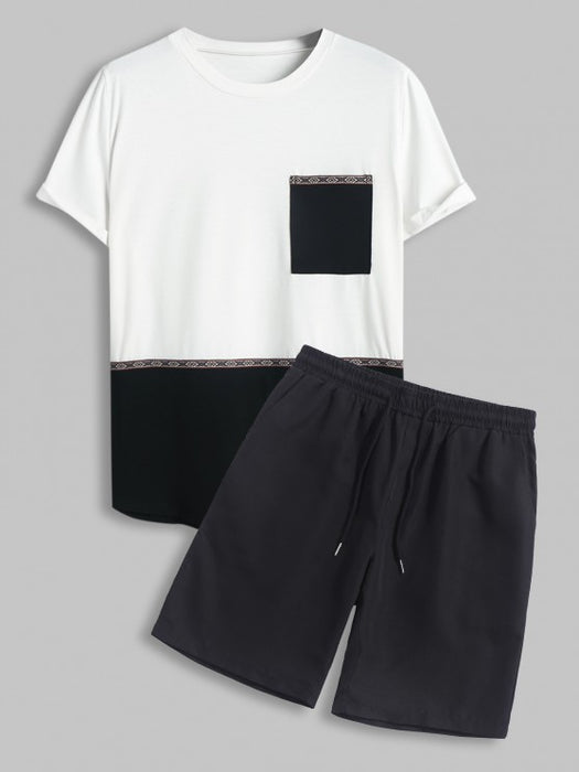 Athleisure Style Front Pocket T Shirt And Shorts