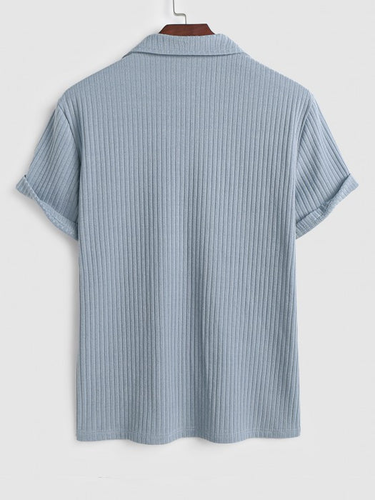 Basic Ribbed Textured Short Sleeves T shirt And Shorts Set