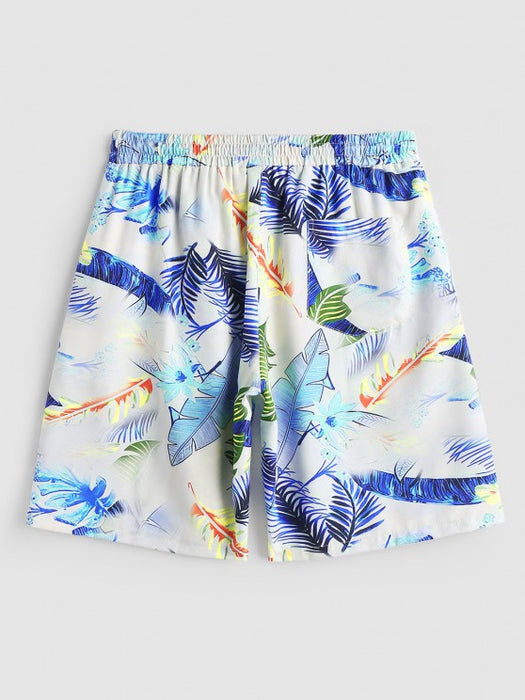 Tropical Palm Leaves Plant Printed Shirt And Shorts