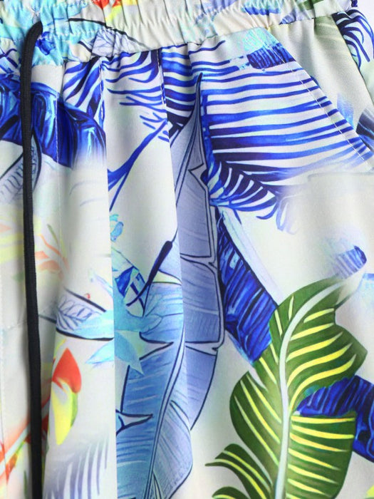 Tropical Palm Leaves Plant Printed Shirt And Shorts