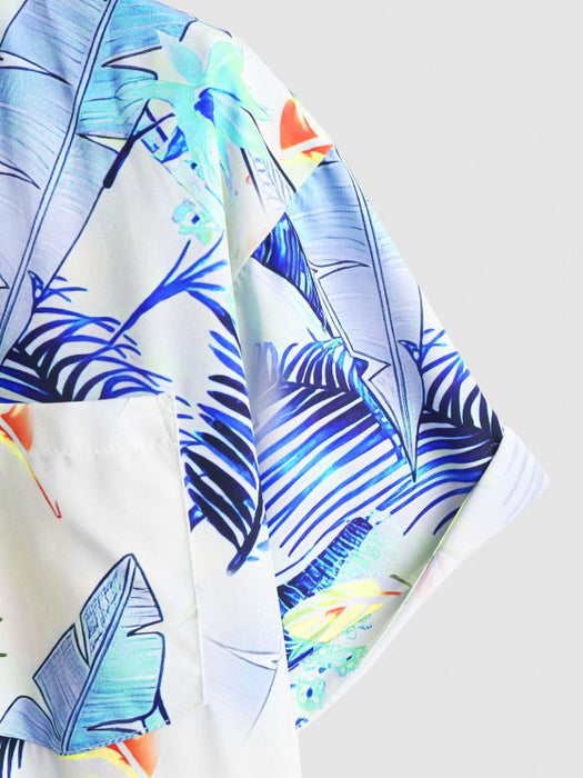 Tropical Palm Leaves Plant Printed Shirt And Shorts