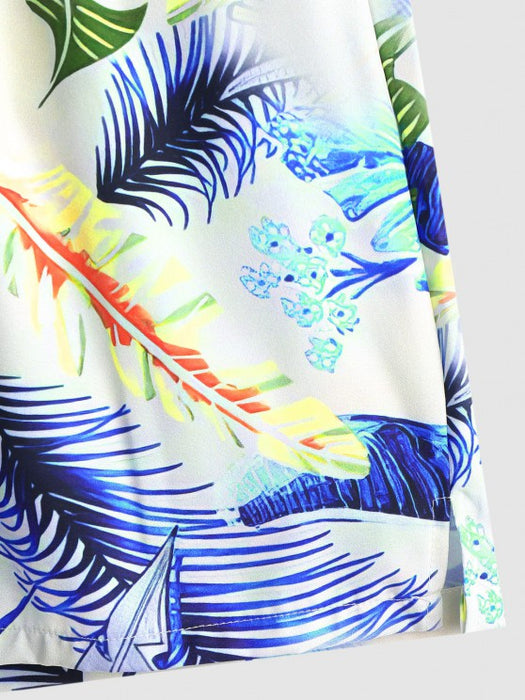 Tropical Palm Leaves Plant Printed Shirt And Shorts