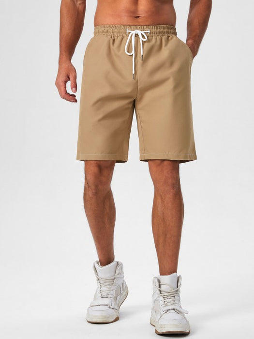 Spliced Textured Short Sleeves Polo T Shirt And Shorts