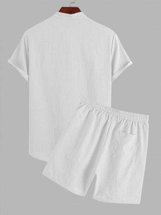 Roll Up Sleeves Shirt And Shorts Set