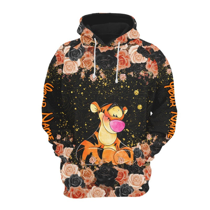 Customizable Tigger Rose Glitter Hoodie And Leggings Set