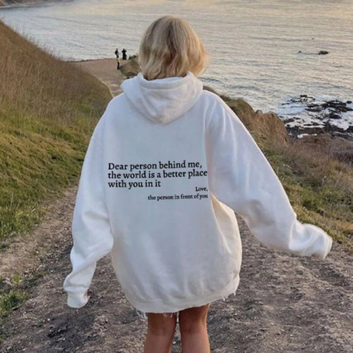 Quote Printed Pattern Hoodie