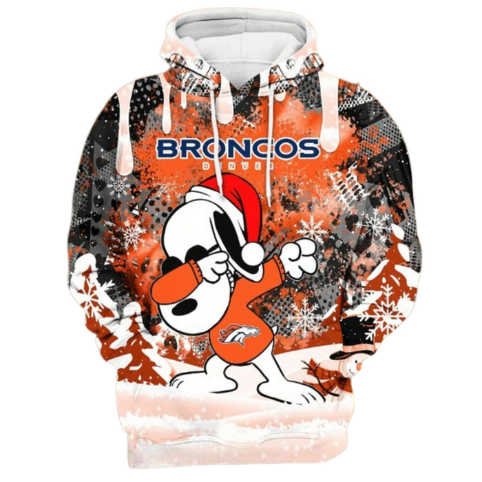 Winter Snowflake Printed Denver Broncos Hoodie