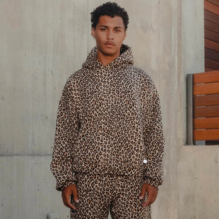 Unisex Loose Fit Cheetah Patterned Hoodie