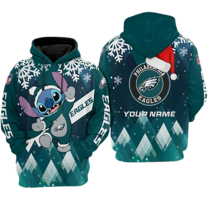 Philadelphia Eagles Christmas Hoodie With Stitch Design