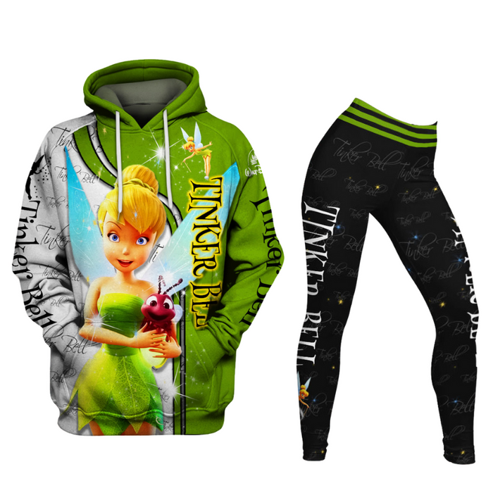 Tinker Bell Pattern Hoodie And Leggings Set