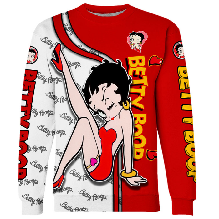 Betty Boop Pattern Hoodie And Leggings Set