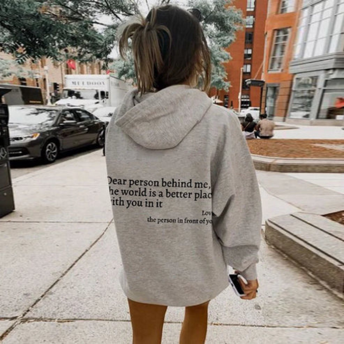 Quote Printed Pattern Hoodie