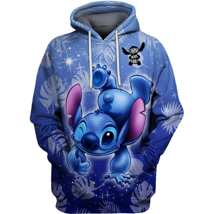 Stitch Ohana Castle Glitter Hoodie And Leggings Combo