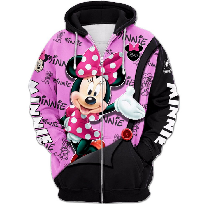 Minnie Mouse Text Print Hoodie And Leggings Set