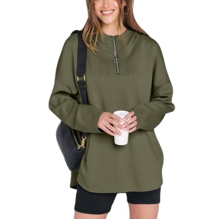 Oversized Quarter Zip Tunic Hoodie