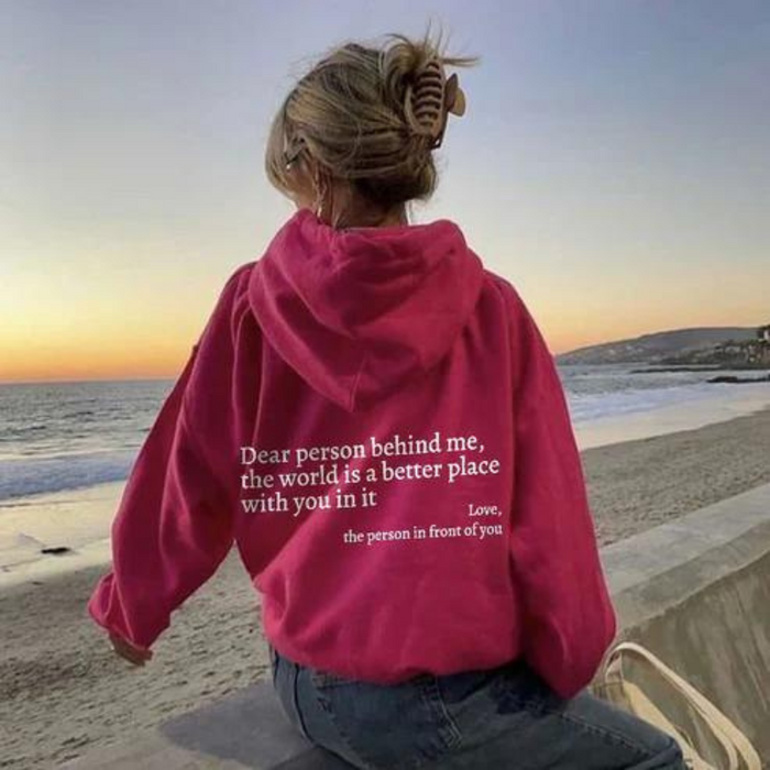 Quote Printed Pattern Hoodie