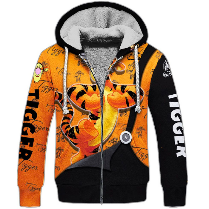 Tigger Pattern Hoodie And Leggings Combo Set